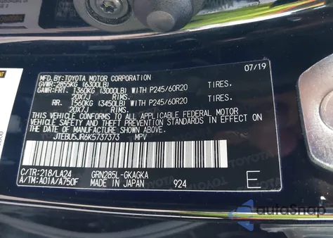 2019 Toyota 4Runner Limited from USA, damaged, VIN JTEBU5JR6K5737373